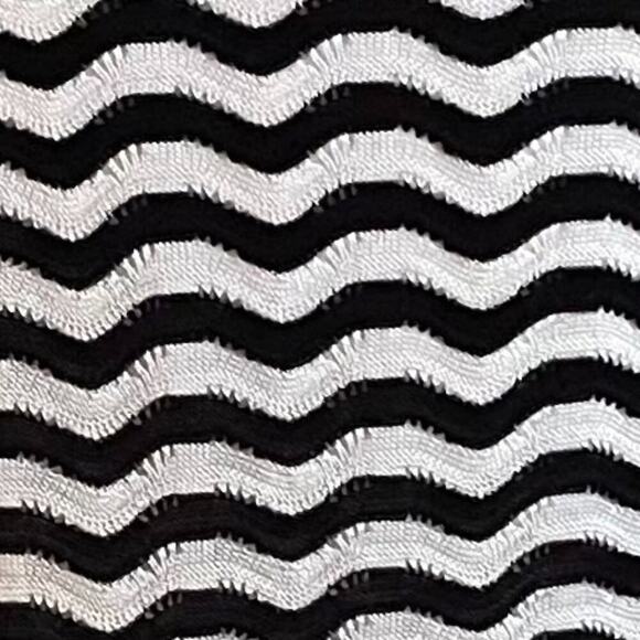 LOFT Lightweight Black & White Wavy Stripe Open Front Cardigan Sweater, XSP - Picture 6 of 13